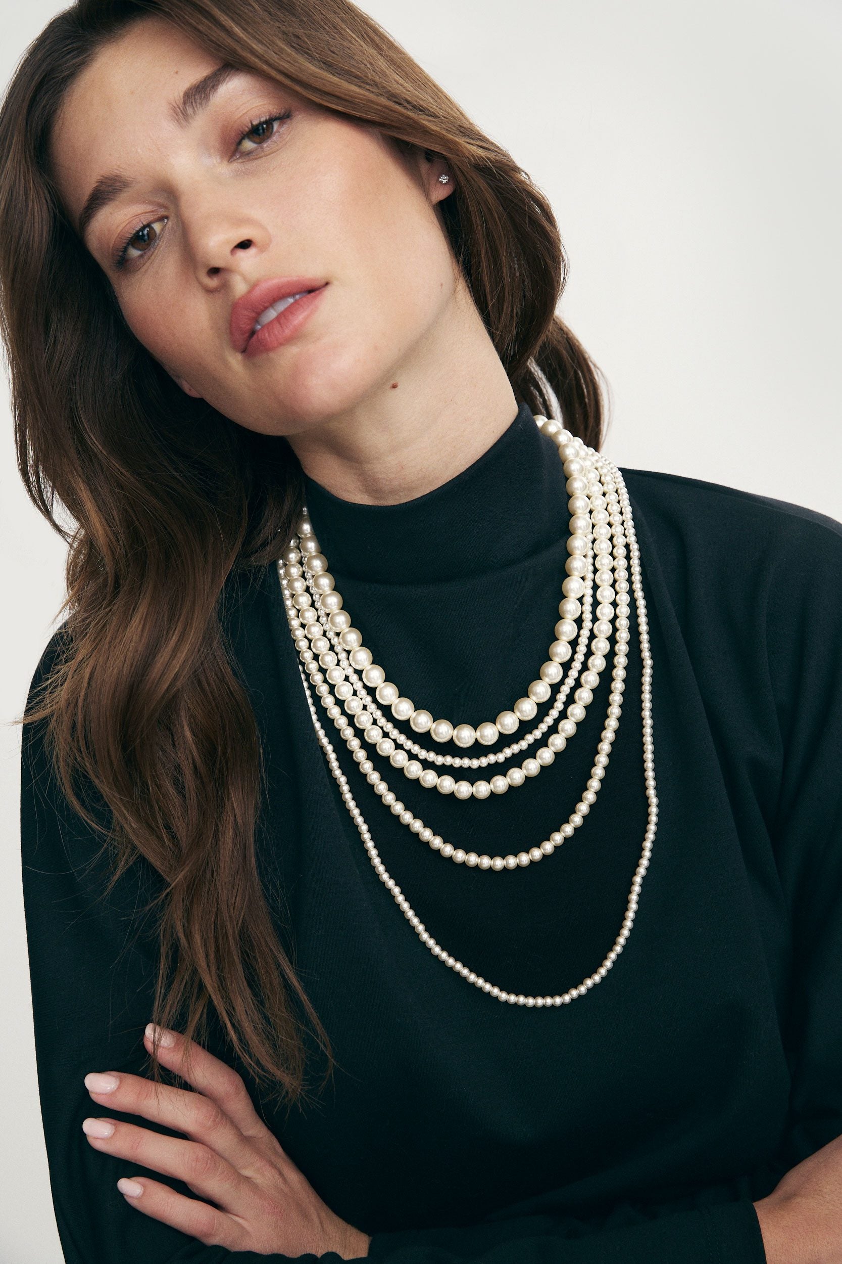 Multi-strand pearl necklace