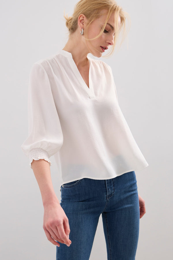 V-neck blouse with ruching detail