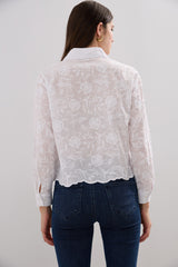 Oversized cropped blouse embroidered