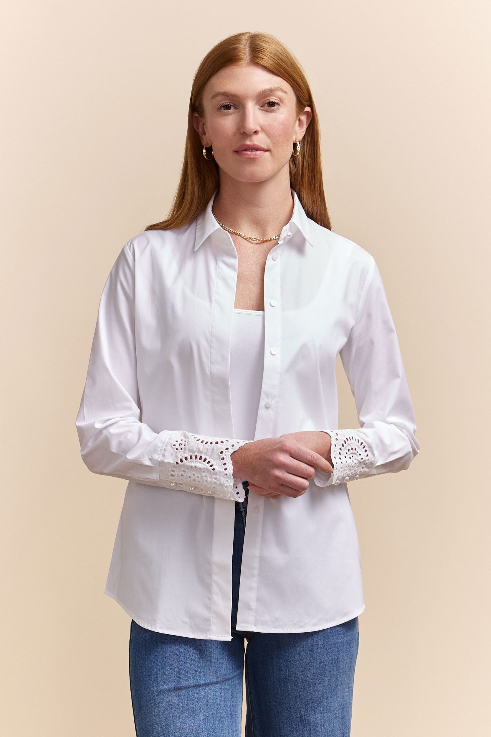 Chemisier semi-ajusté à broderie