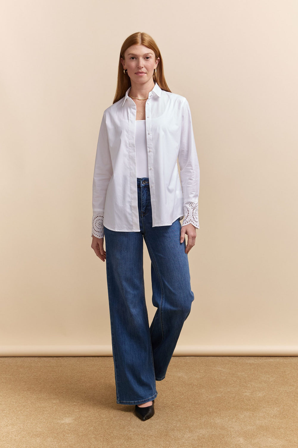 Chemisier semi-ajusté à broderie