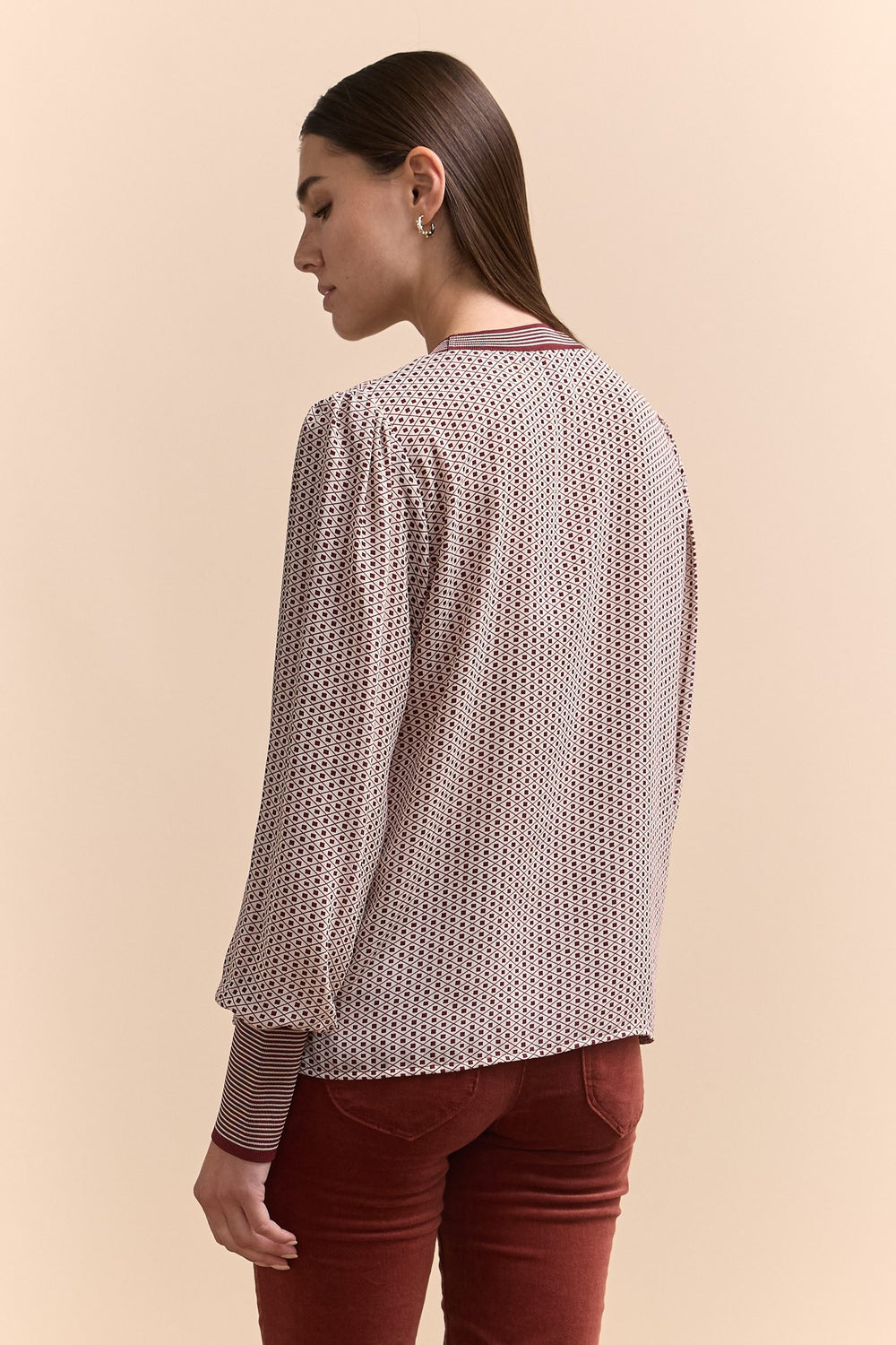 Blouse imprimée à manches bouffantes