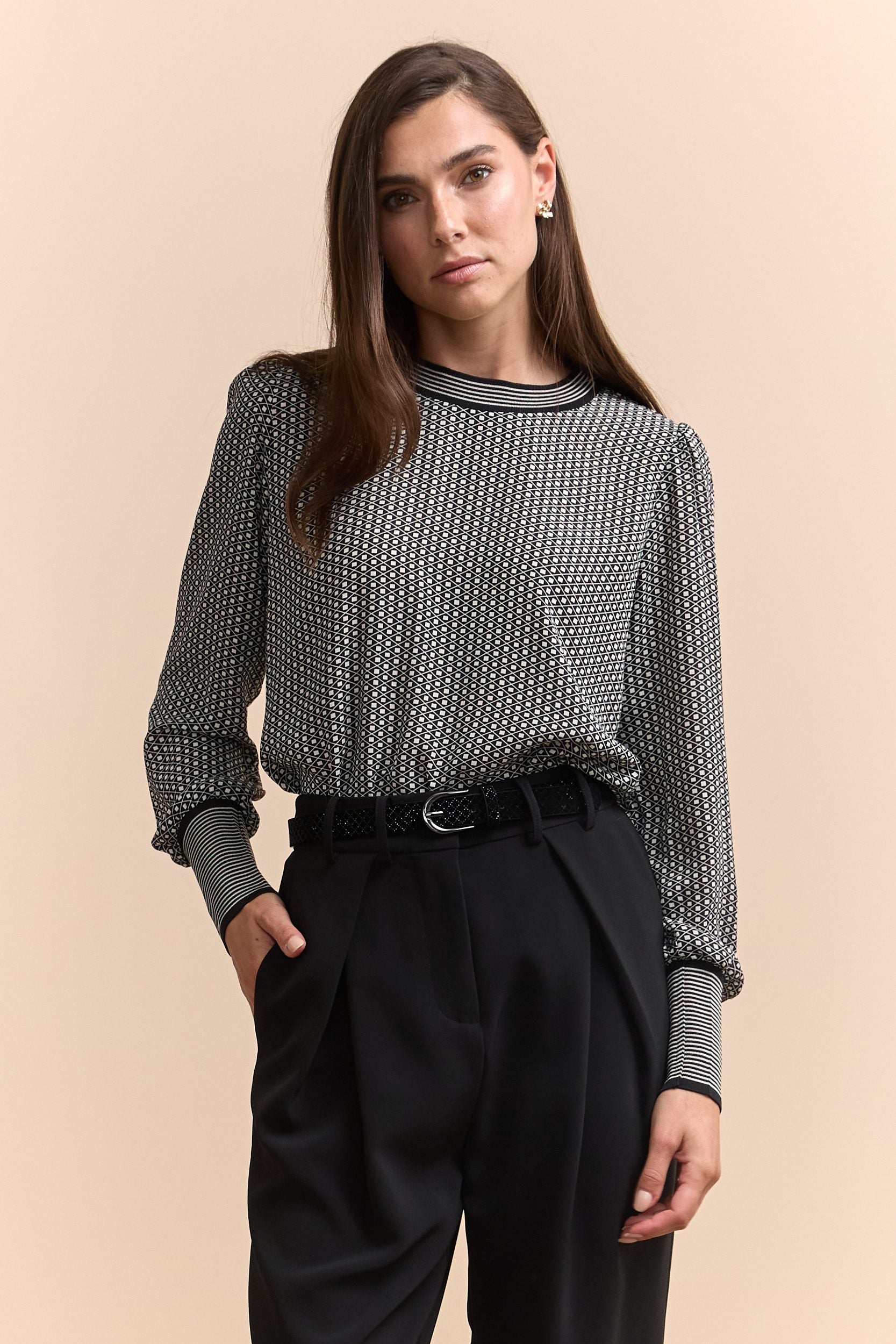 Blouse imprimée à manches bouffantes