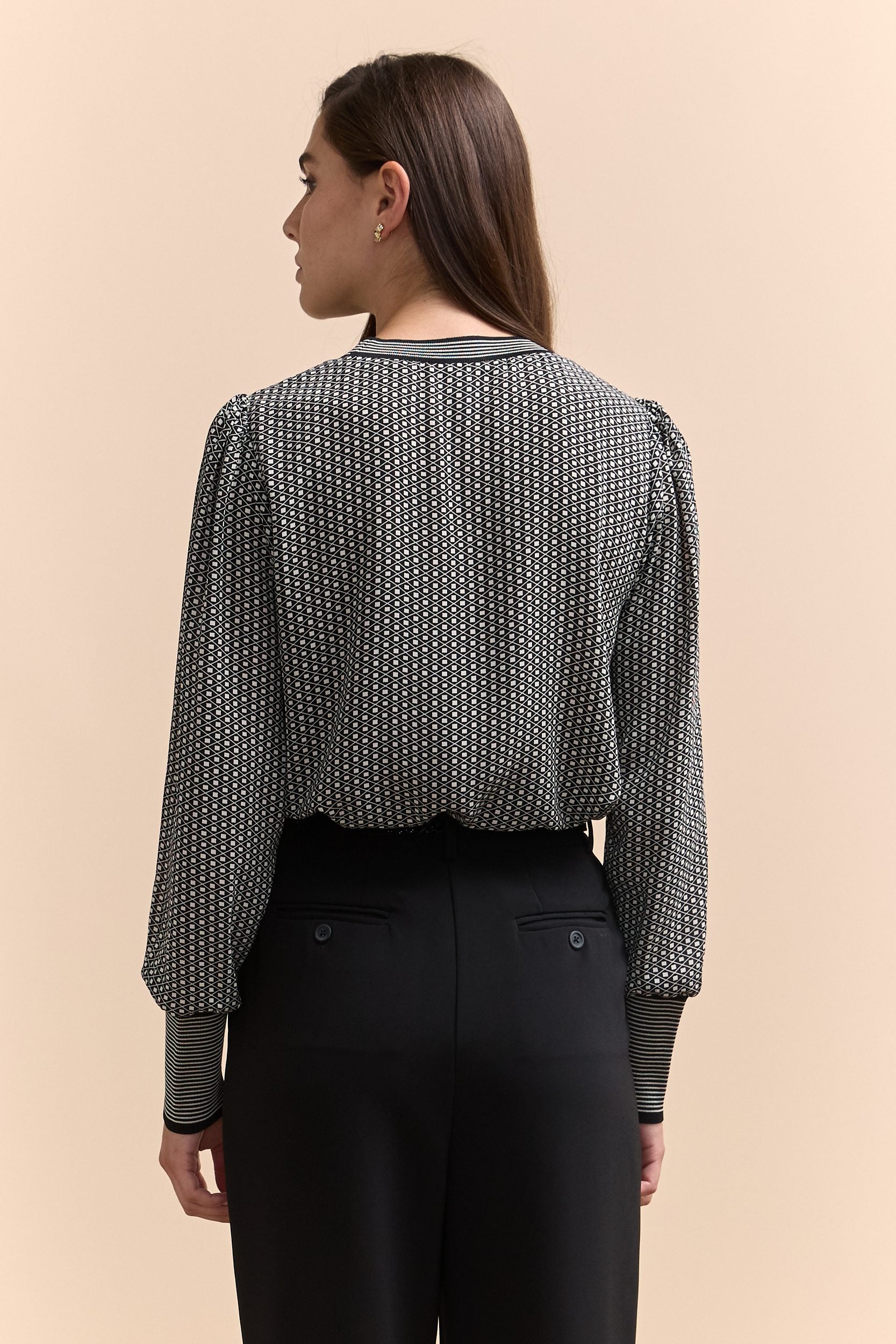 Blouse imprimée à manches bouffantes