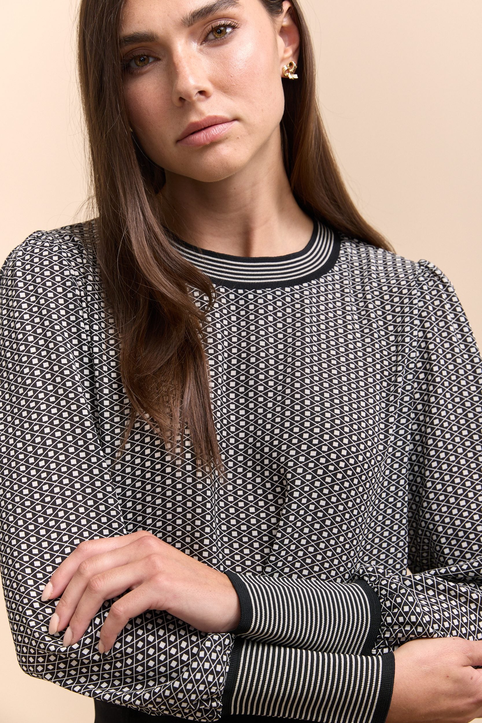 Blouse imprimée à manches bouffantes