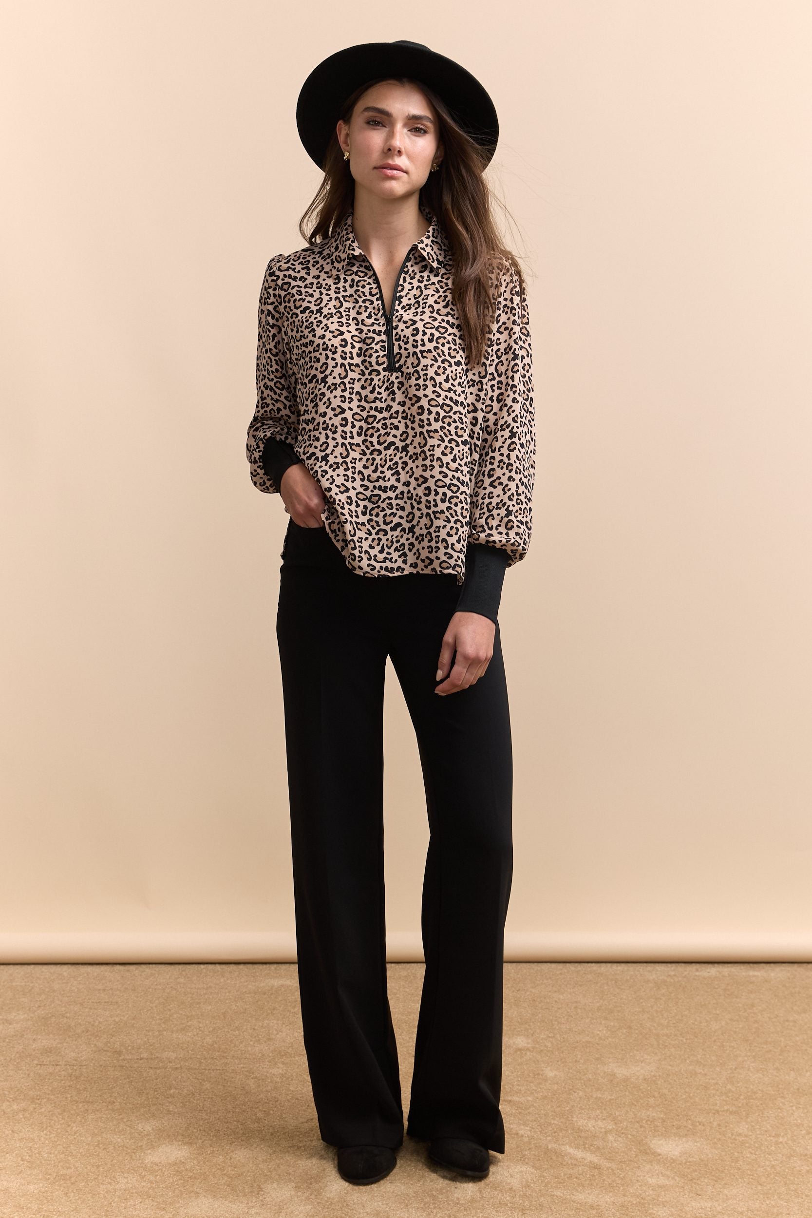 Blouse à imprimé leopard avec zip