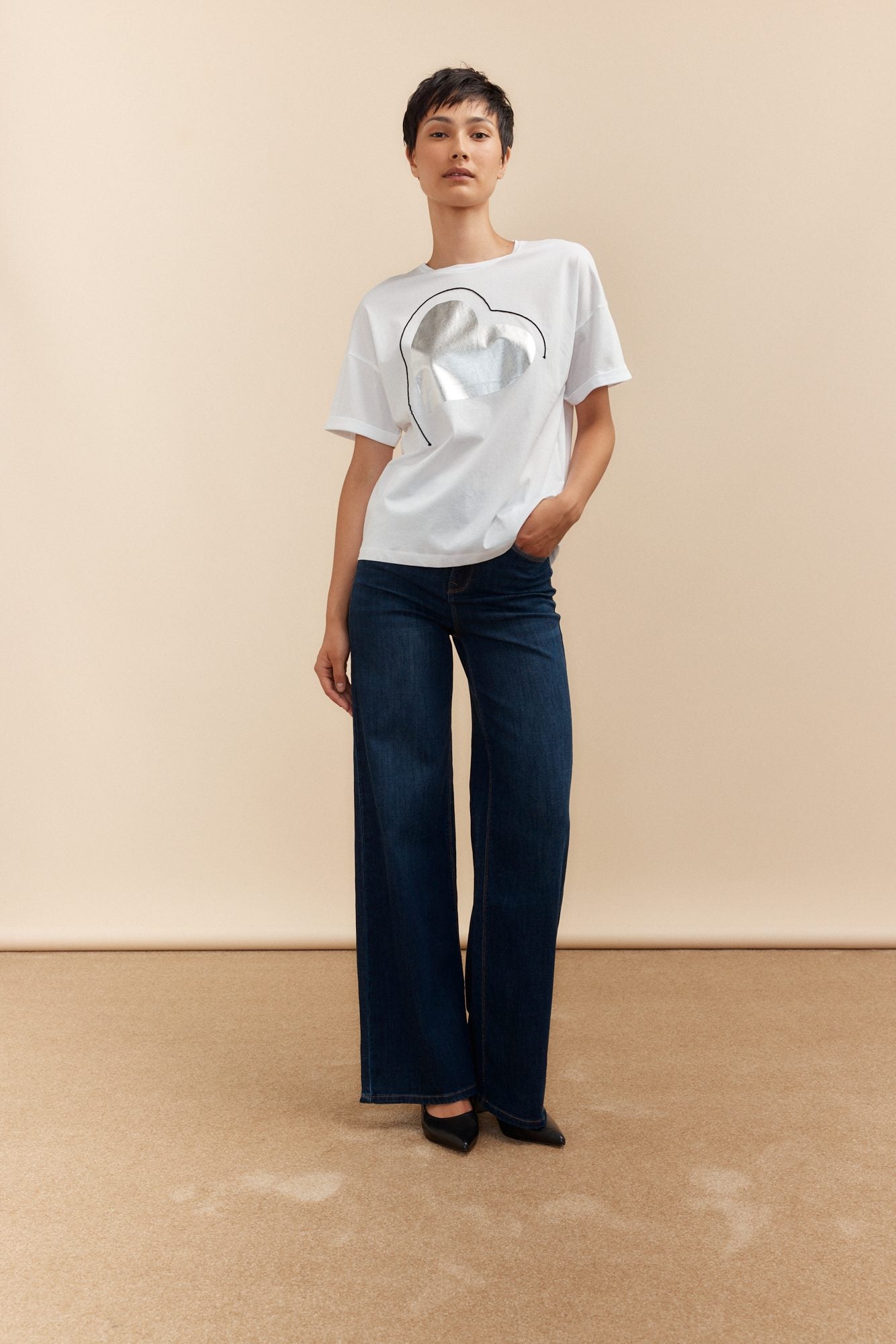 T-shirt avec coeur argenté