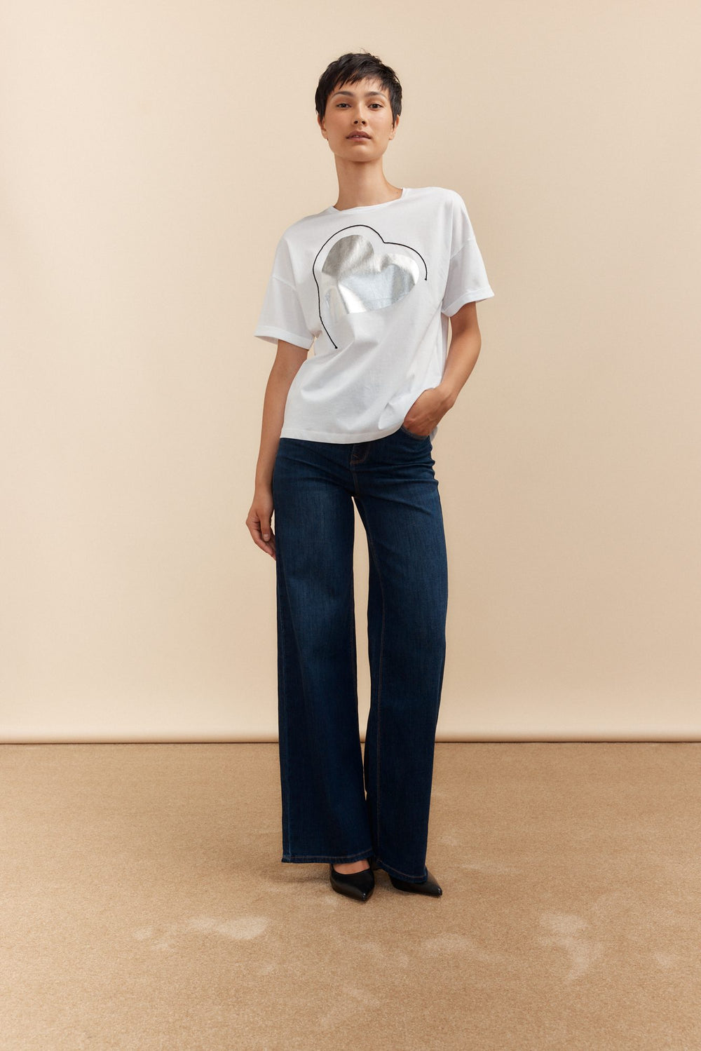 T-shirt avec coeur argenté