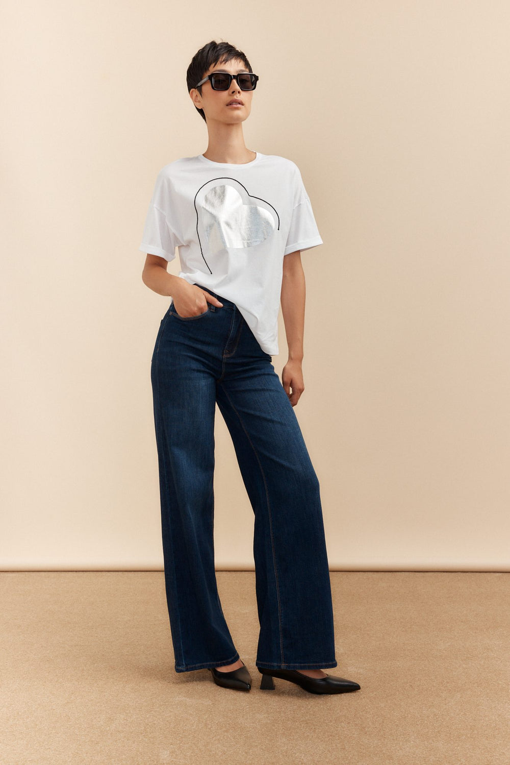 T-shirt avec coeur argenté
