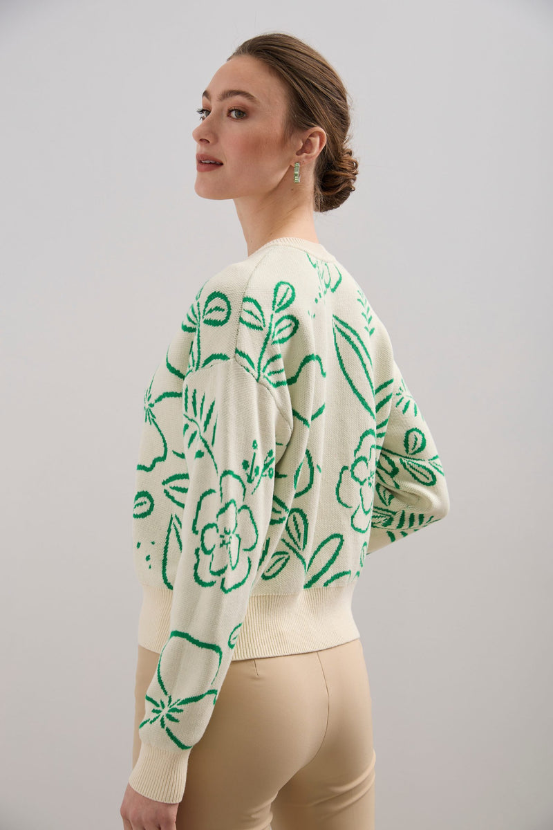 Floral jacquard sweater