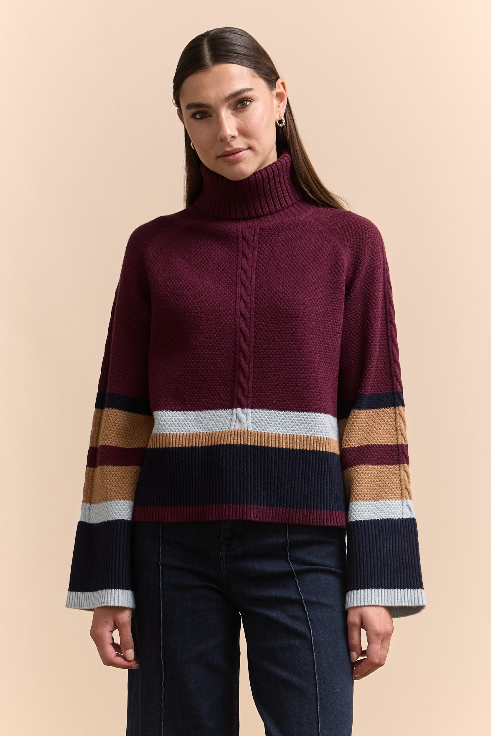 Pull rayé à manches raglan