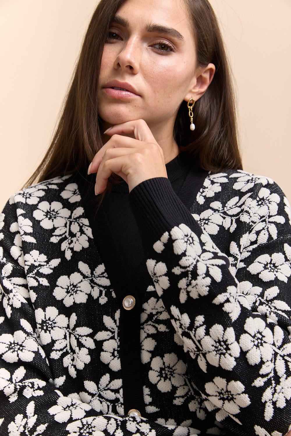 Cardigan à motif de fleurs