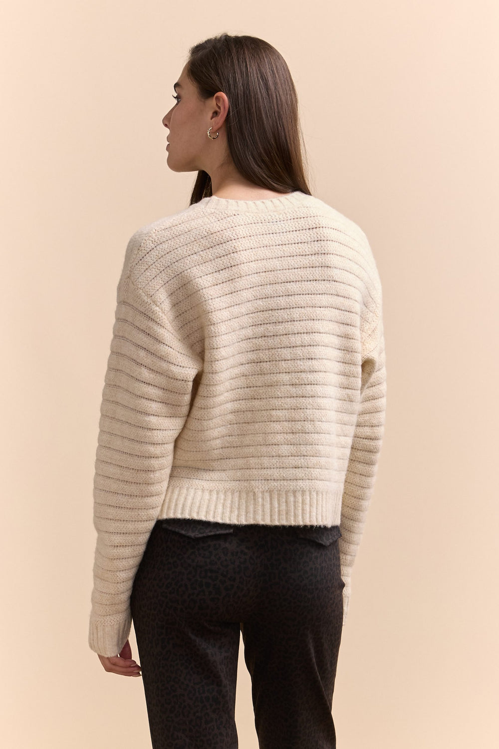 Pull en pointelle à col rond