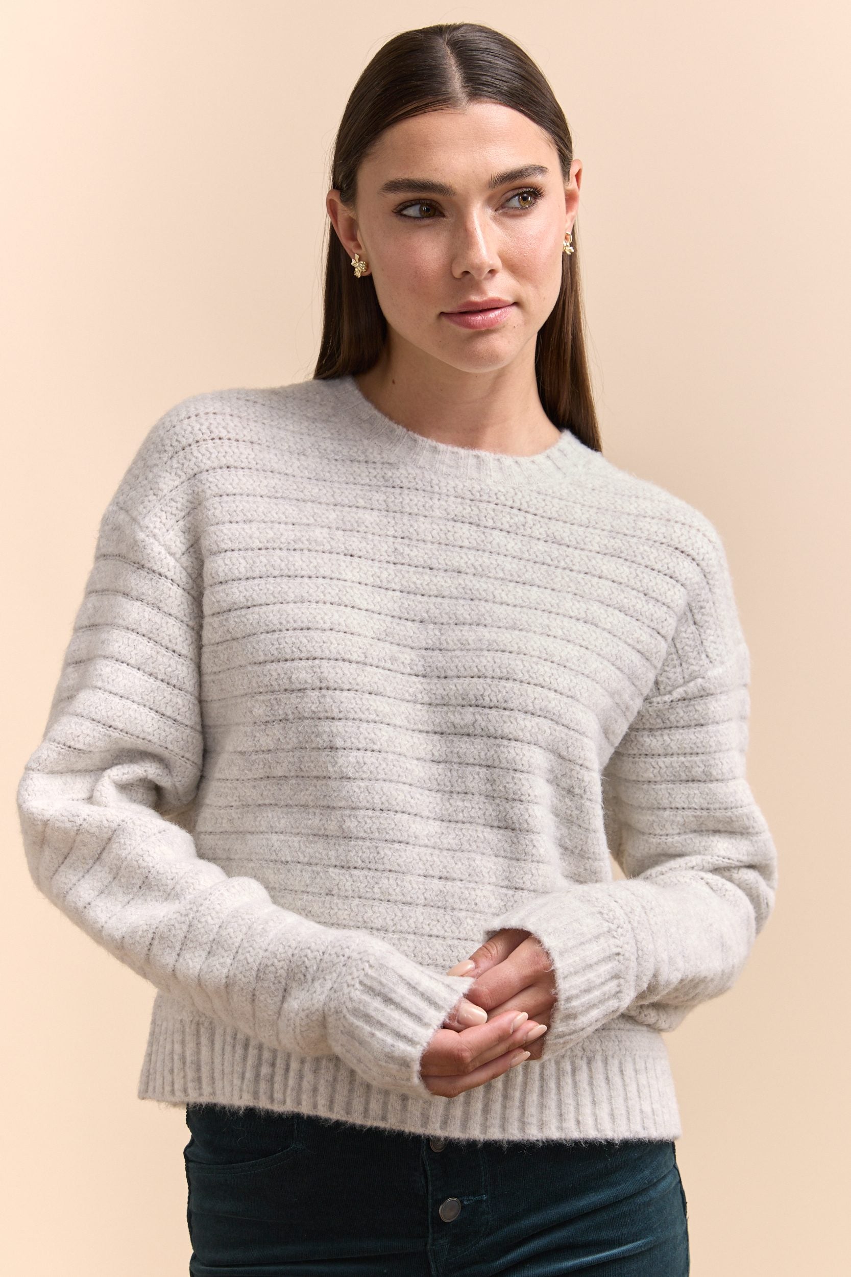 Pull en pointelle à col rond