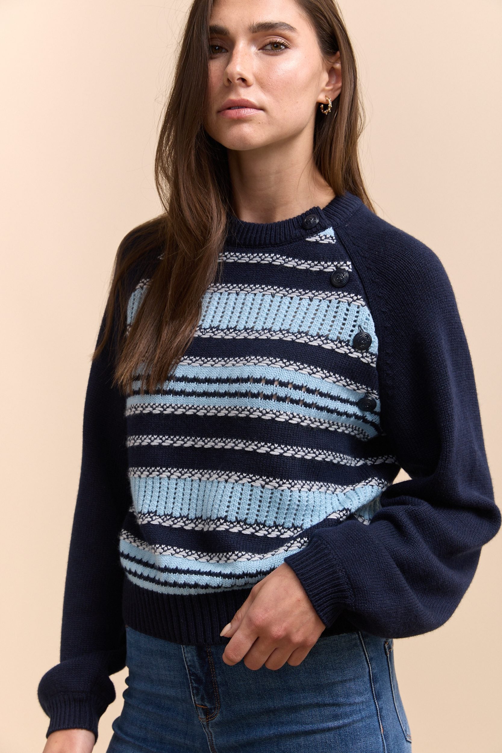Pull à rayures texturées