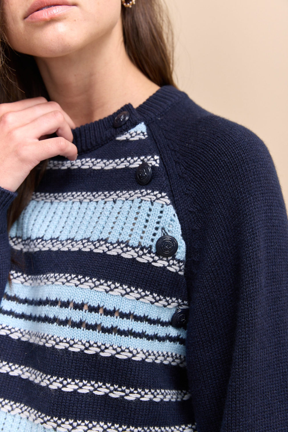Pull à rayures texturées