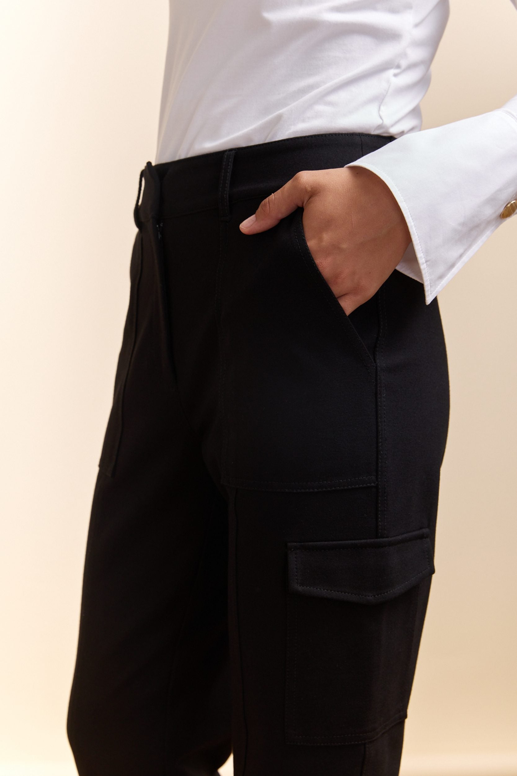 Pantalon taille haute poche cargo