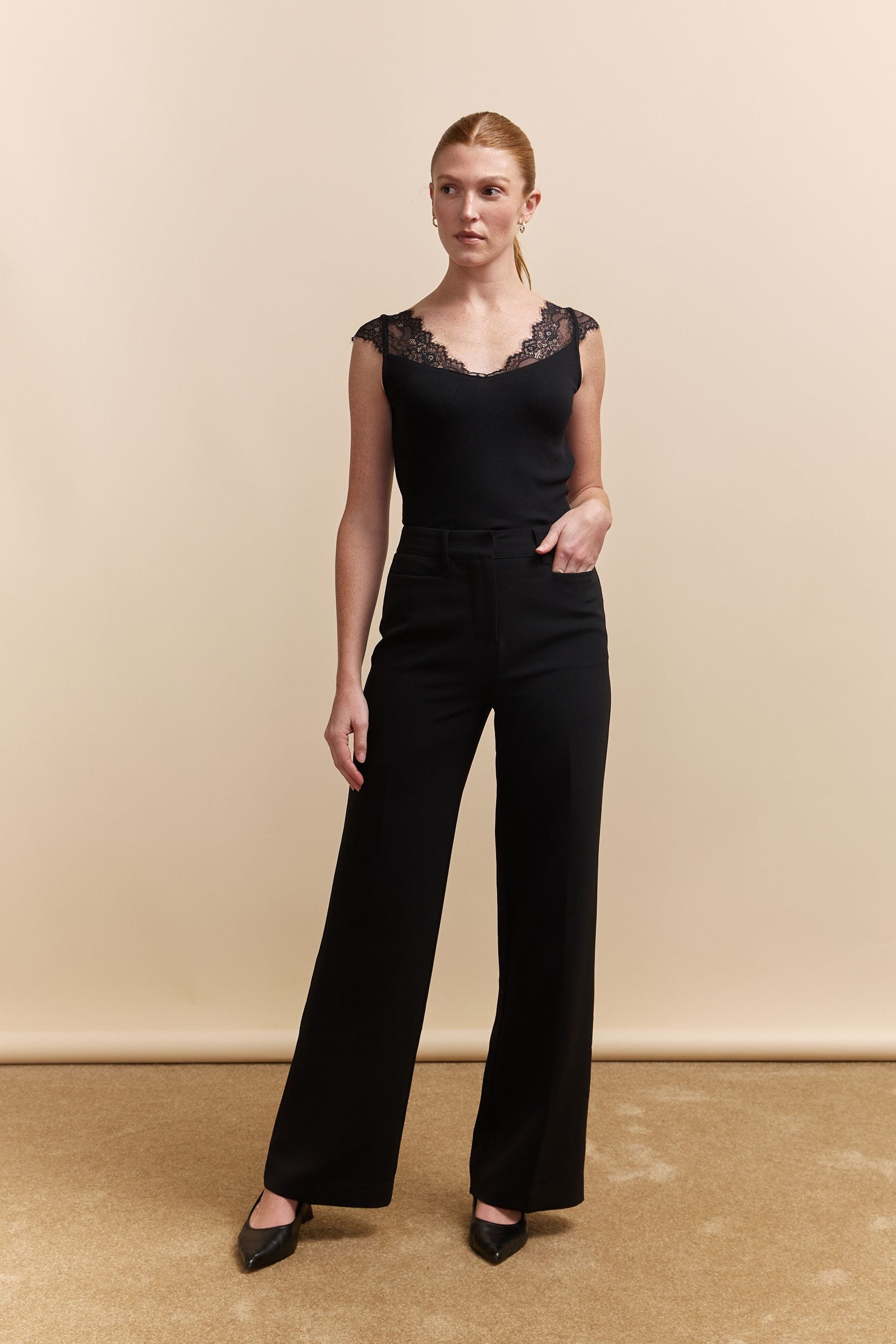 Pantalon droit taille haute