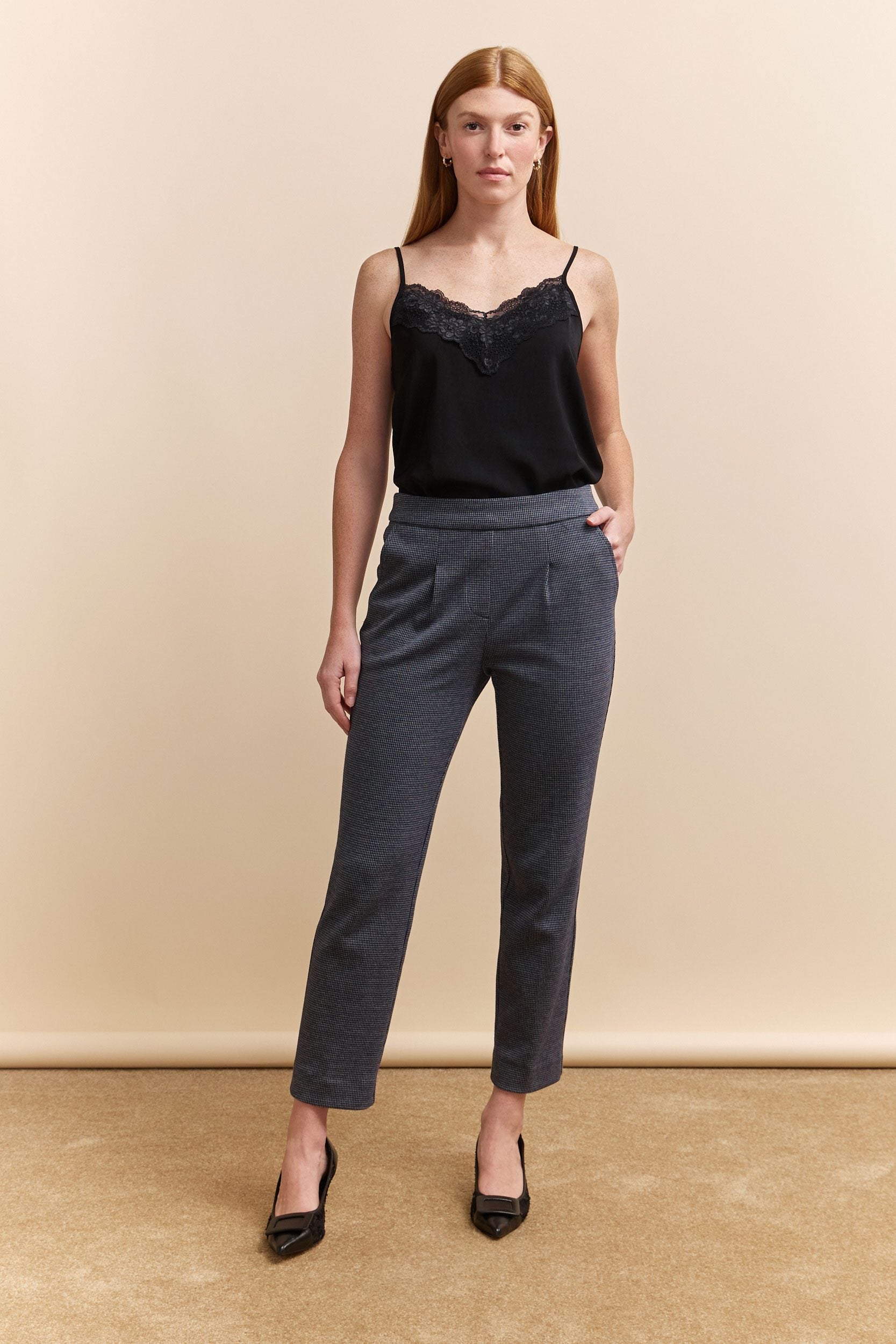 Pantalon à plis taille élastique