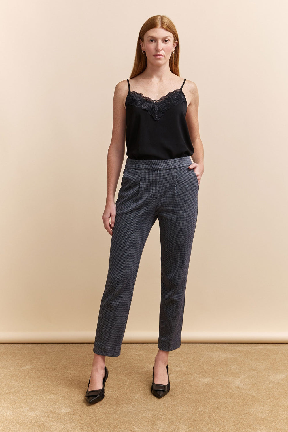 Pantalon à plis taille élastique