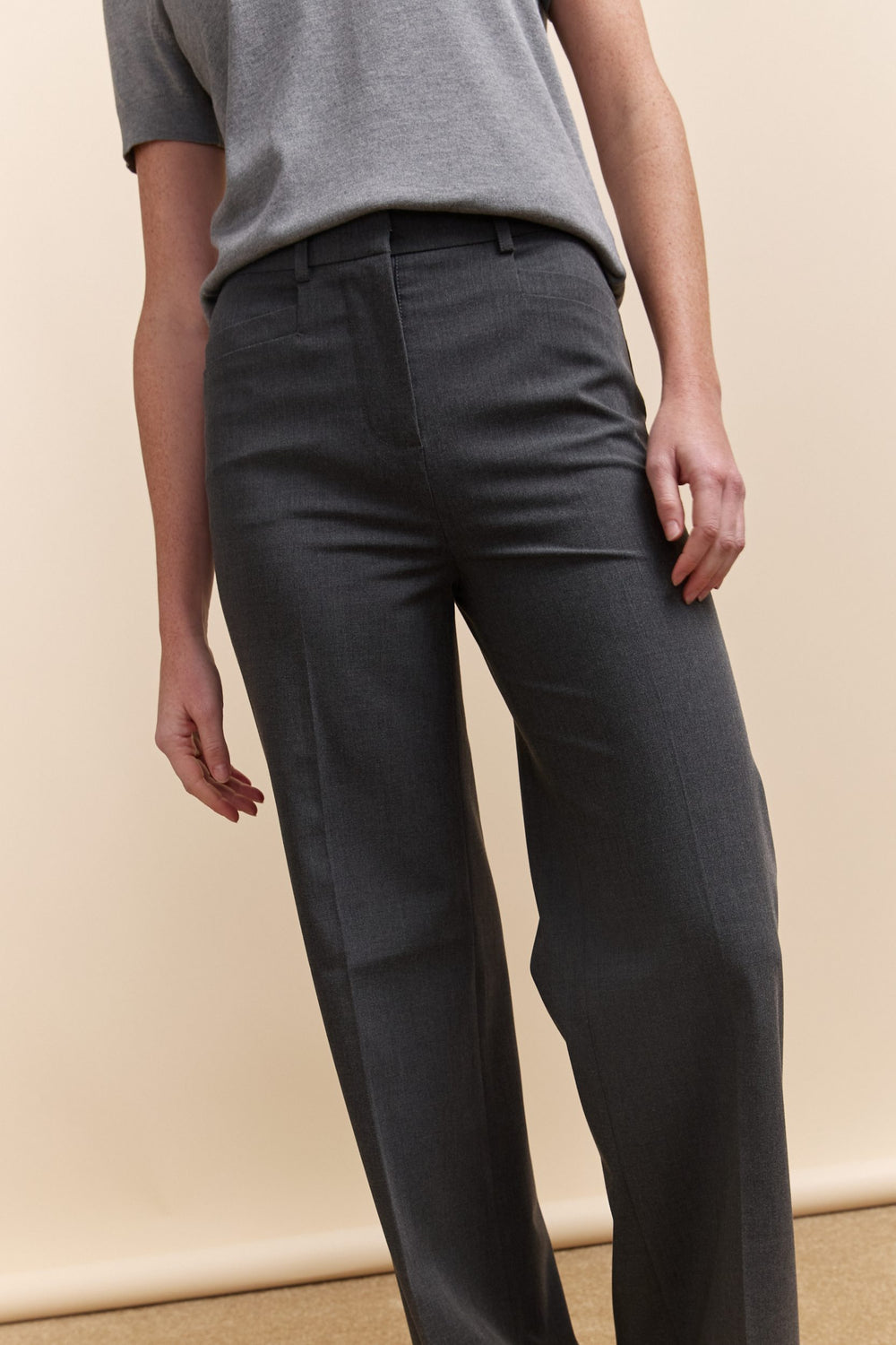Pantalon taille haute droit