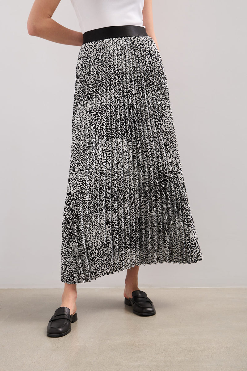 Print sunburst pleated skirt