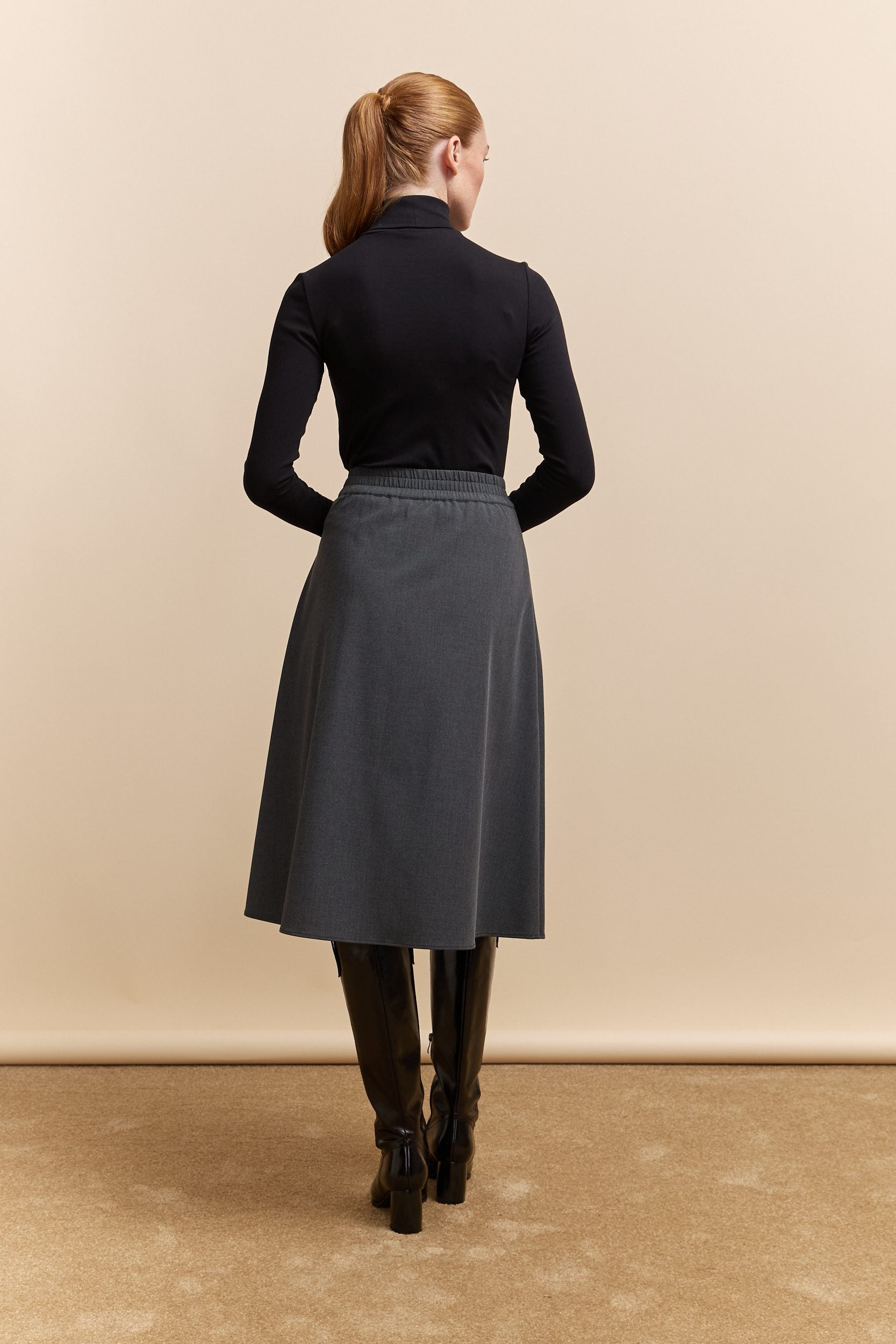 Jupe midi à taille élastique