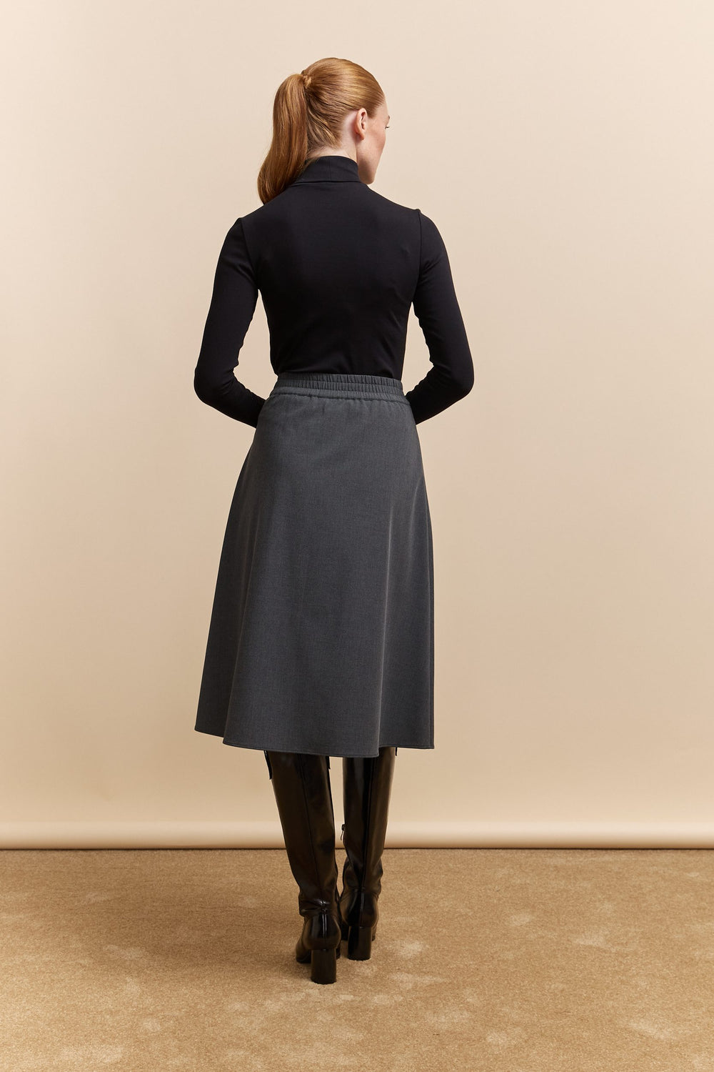 Jupe midi à taille élastique