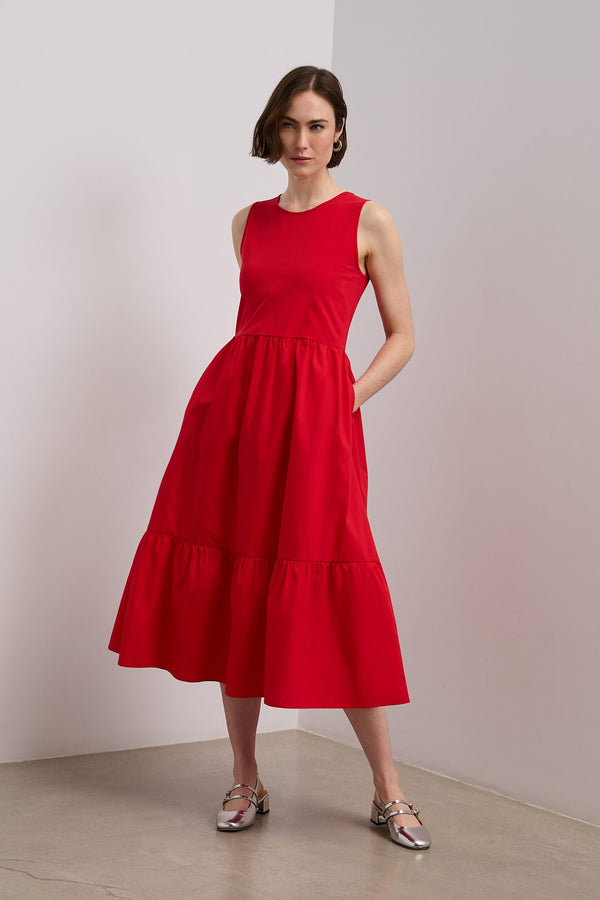 Jersey and poplin dress with bow details