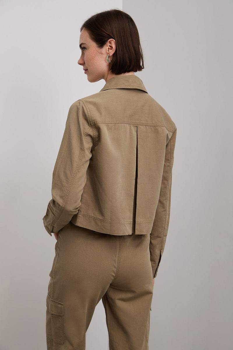 Linen blend crop utility jacket