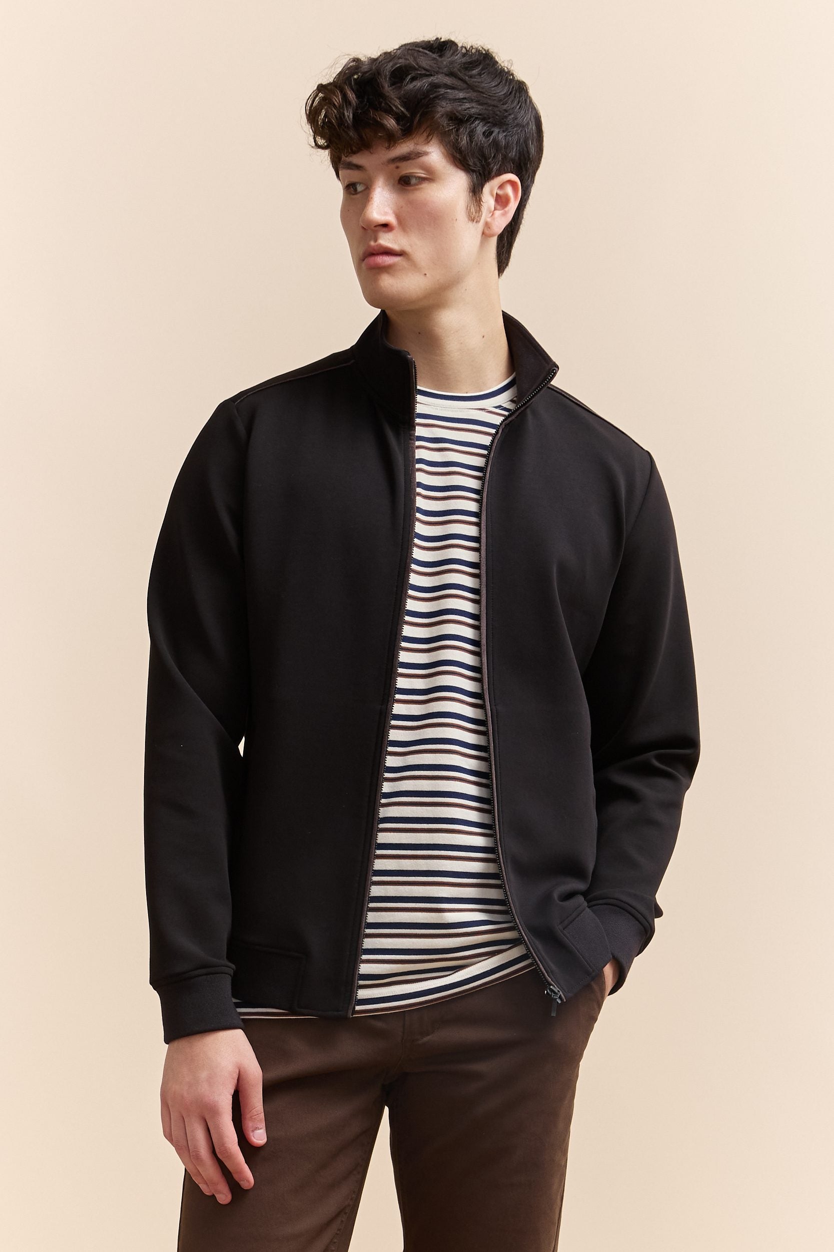 Cardigan avec zip matière mixte