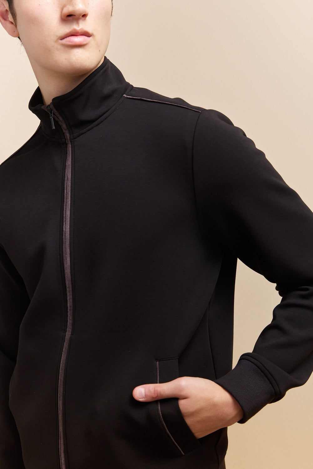 Cardigan avec zip matière mixte