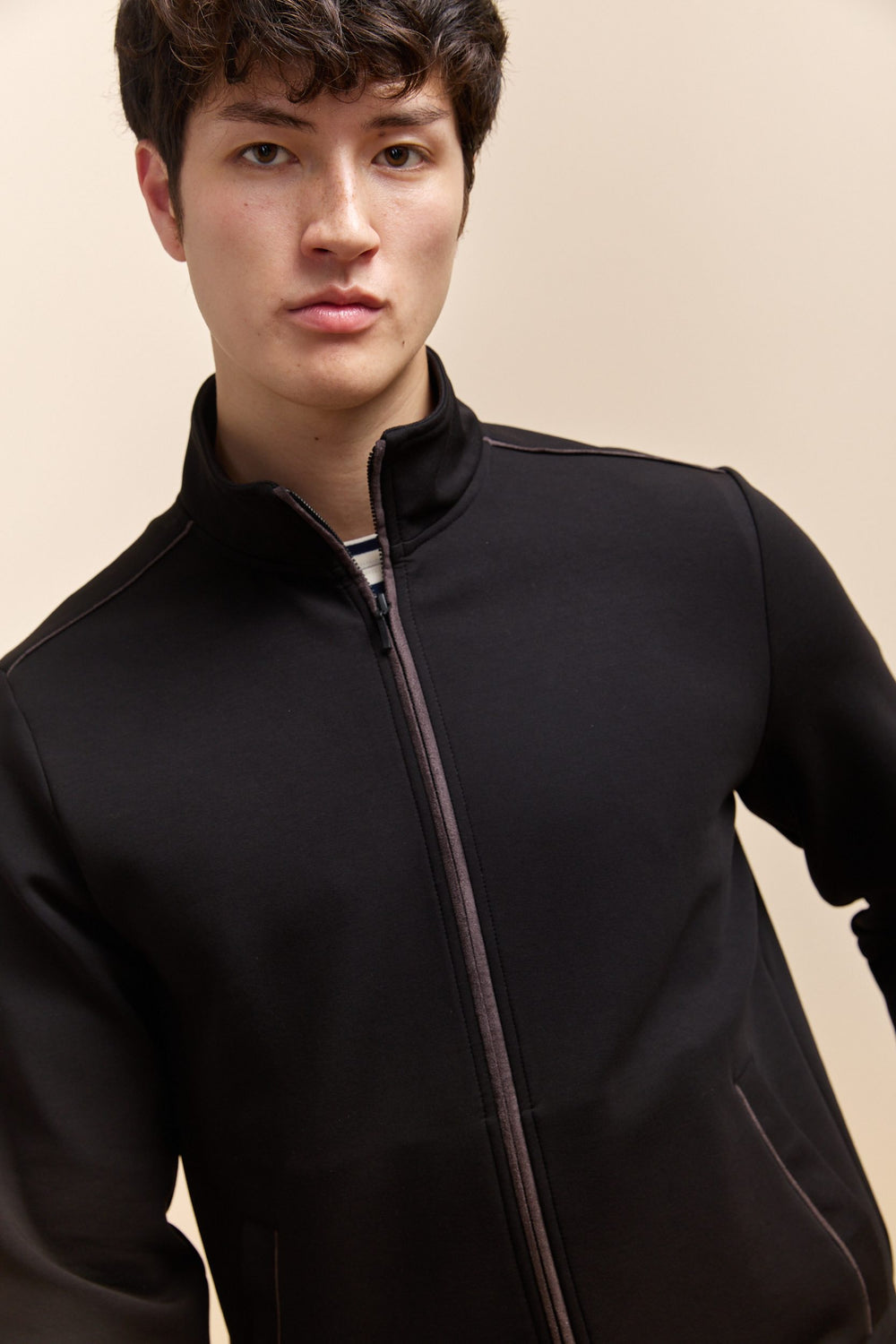 Cardigan avec zip matière mixte