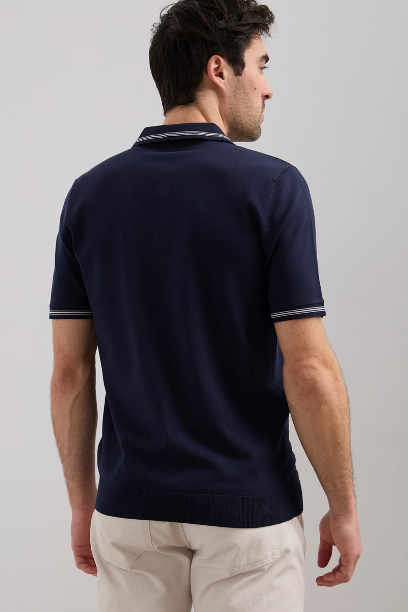 Contrasted detail knit polo
