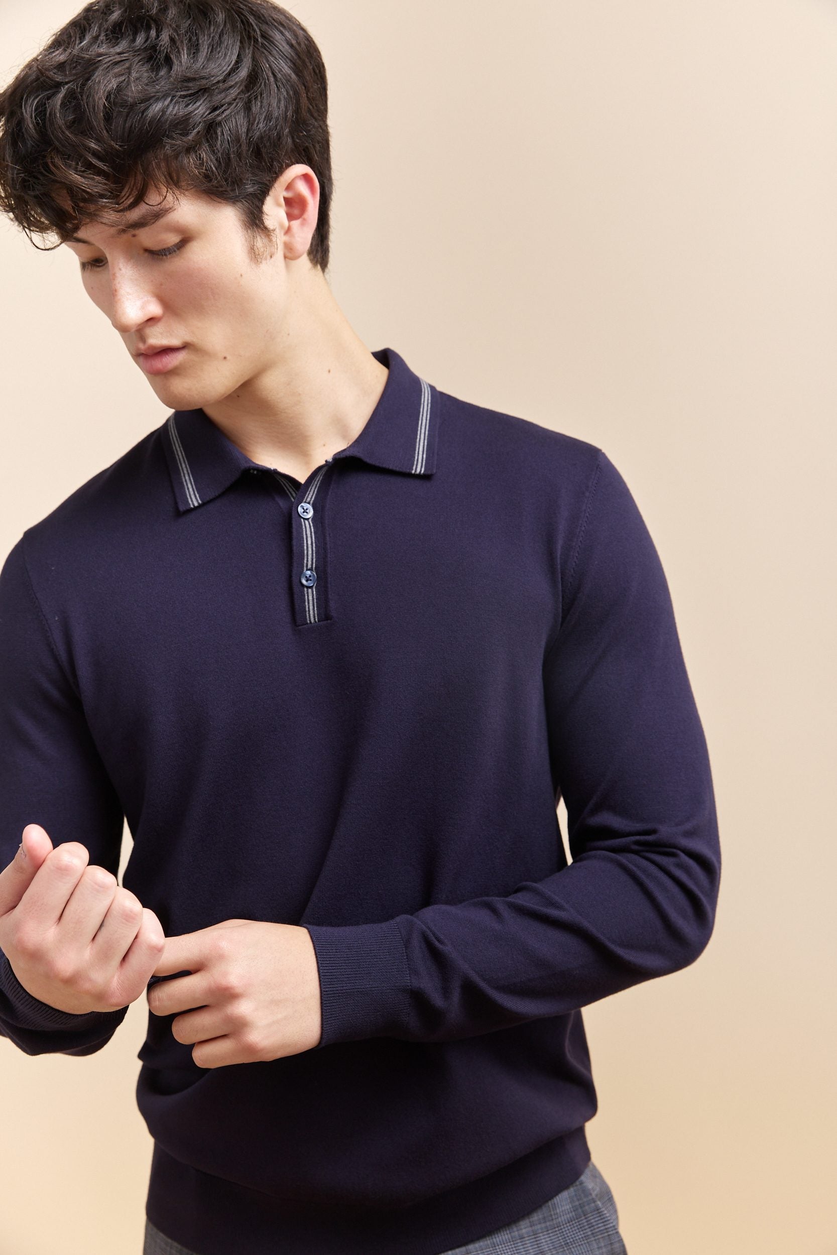 Polo en tricot détails contrastants
