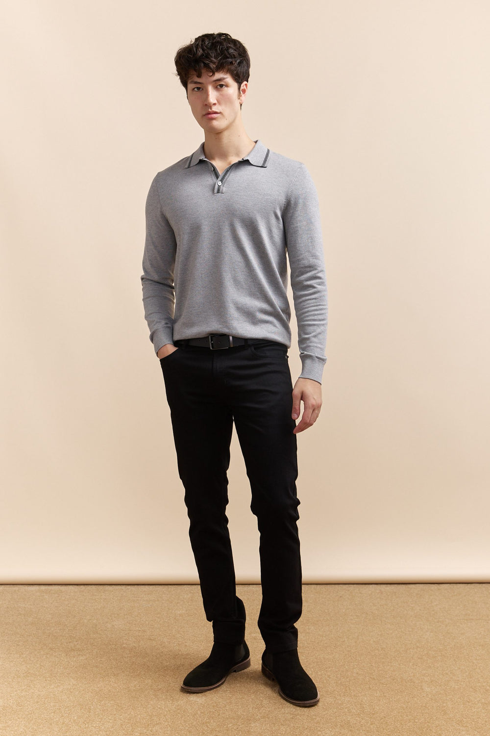 Polo en tricot détails contrastants