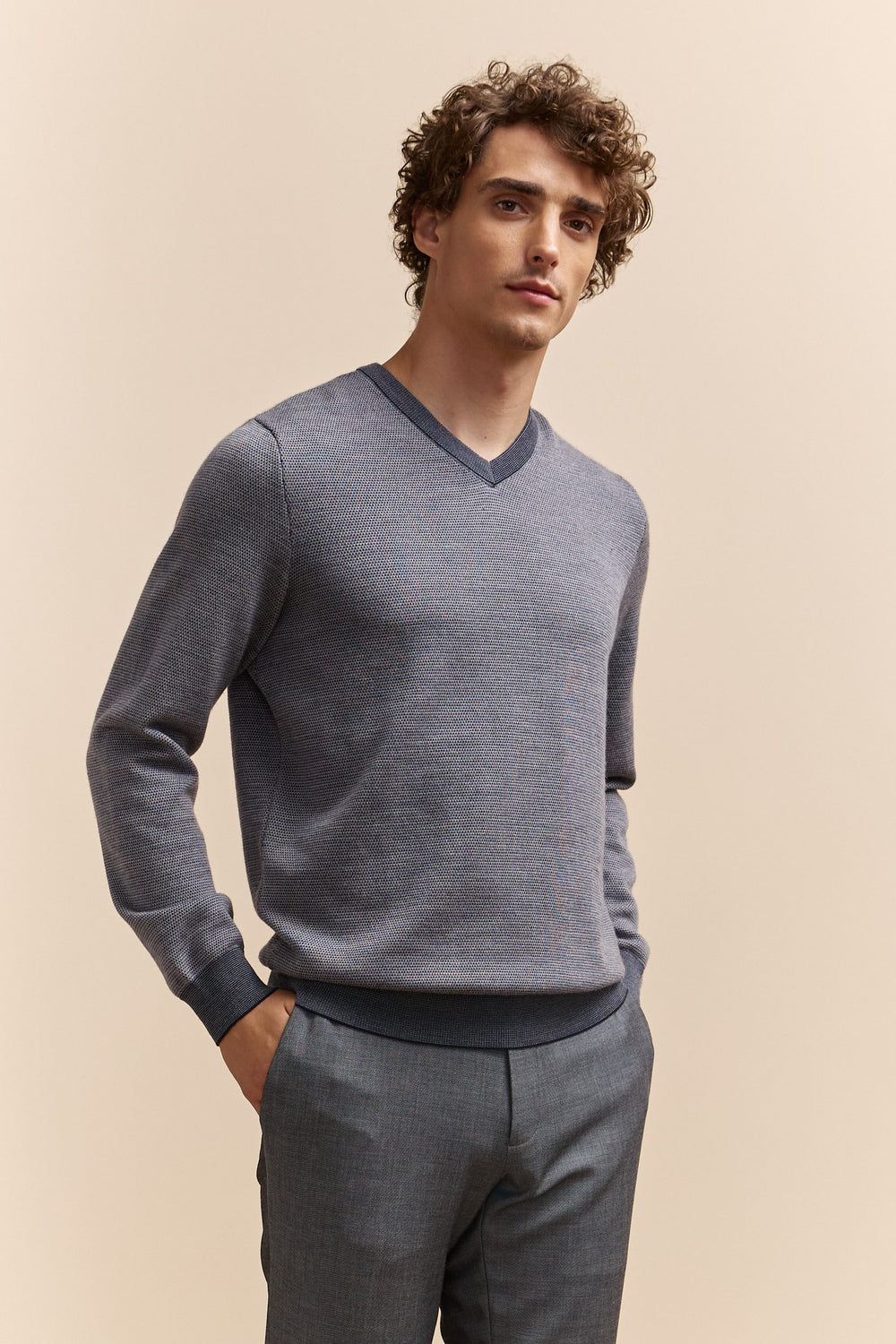 Pull en laine mérinos à motif jacquard