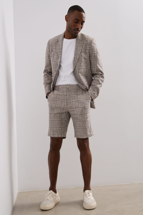 Urban fit linen checked bermuda shorts