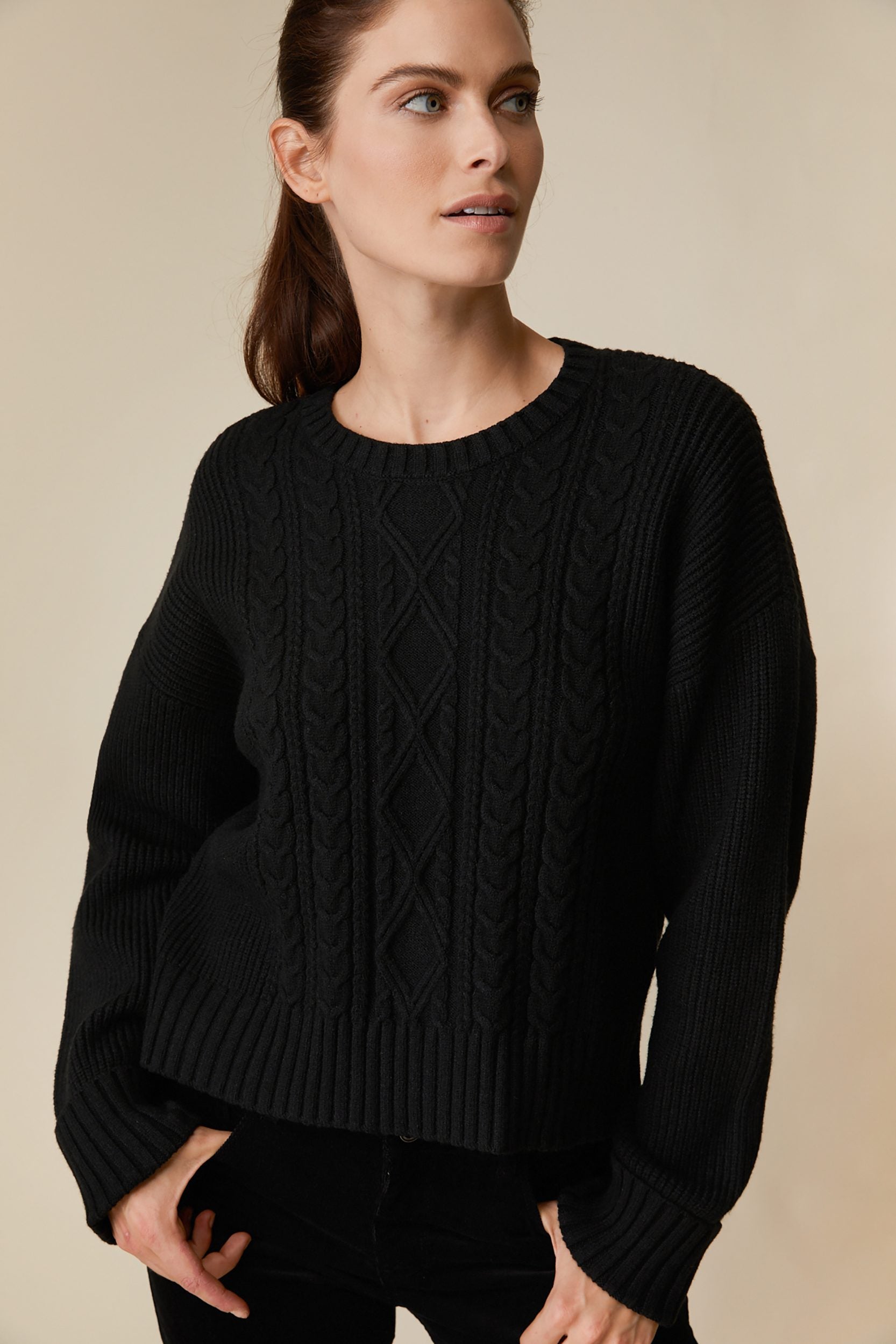 Black cable knit sales sweater