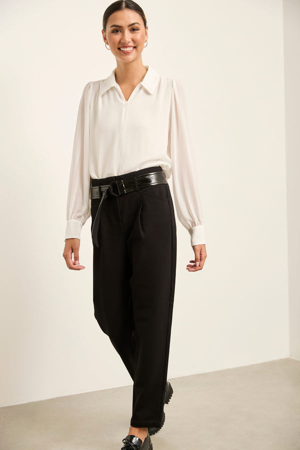 High waisted ponte pants with belt