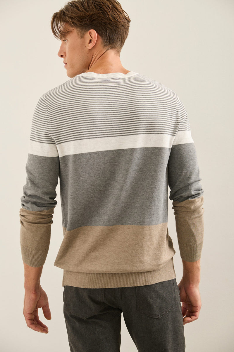striped crew neck sweater