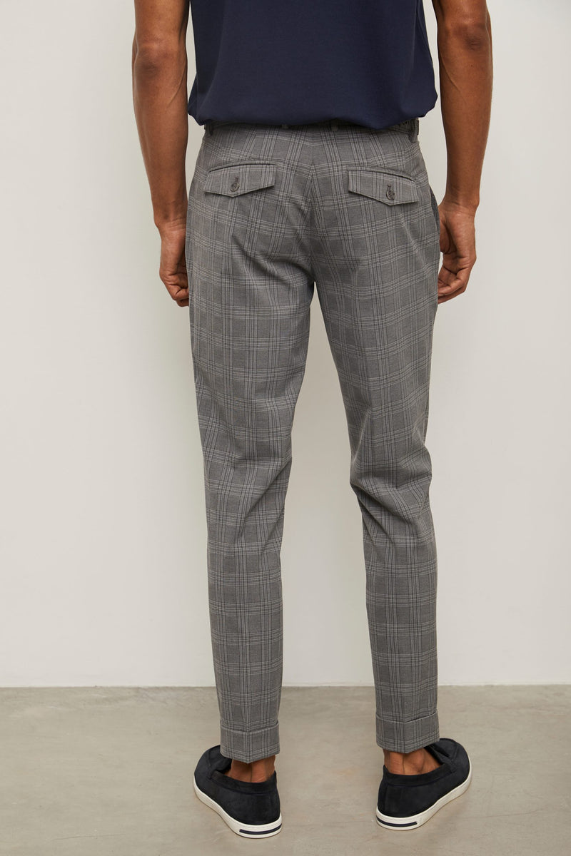 Slim fit check pants with cuffs