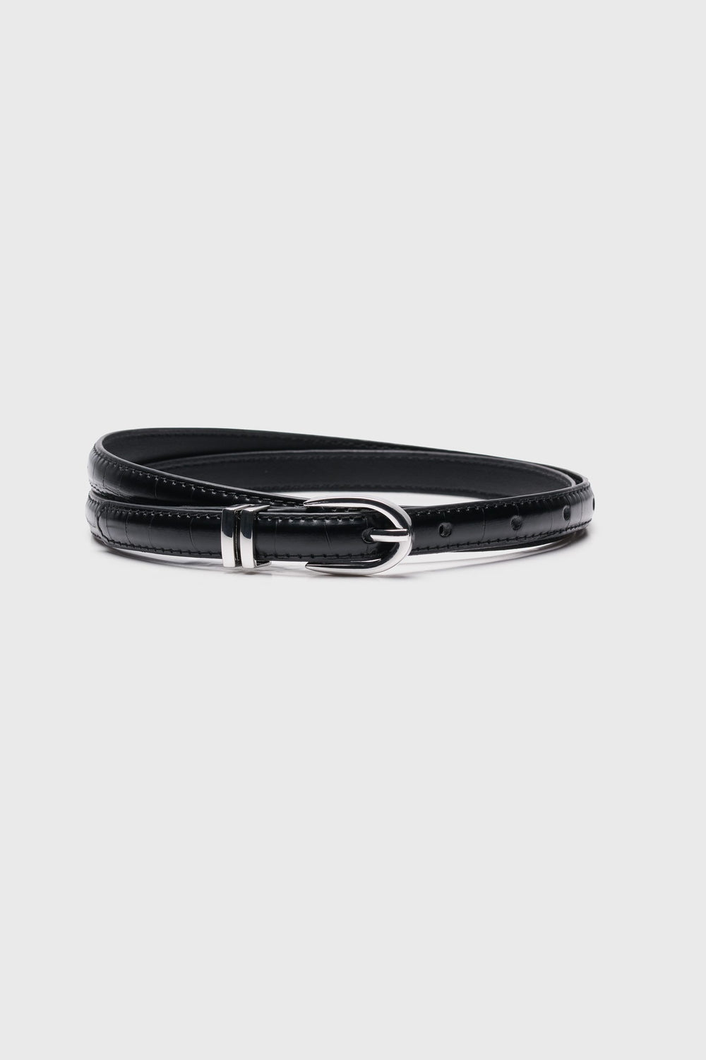 Faux croc skinny belt