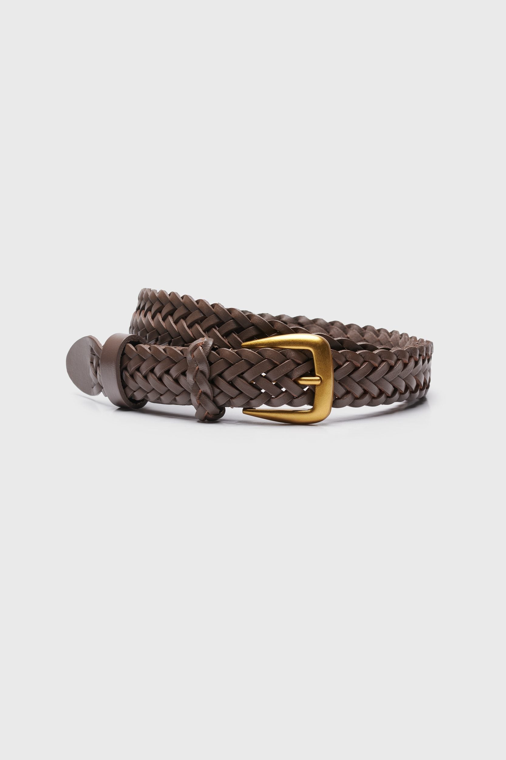 Braided belt with gold buckle