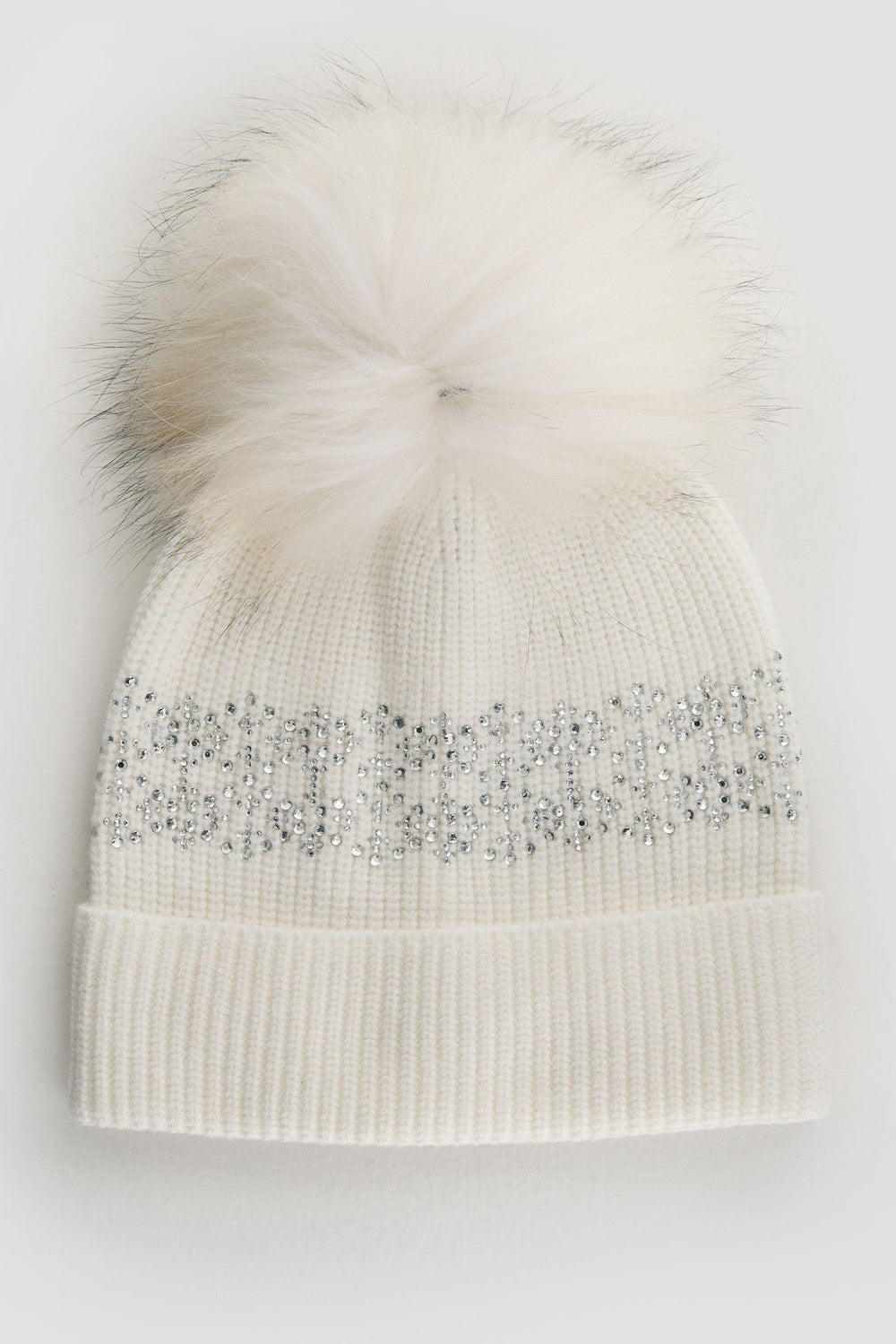 Pom-pom beanie with crystals