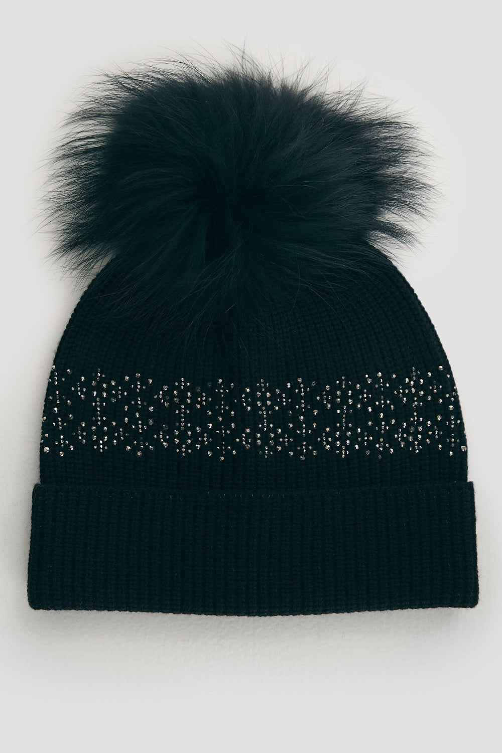 Pom-pom beanie with crystals
