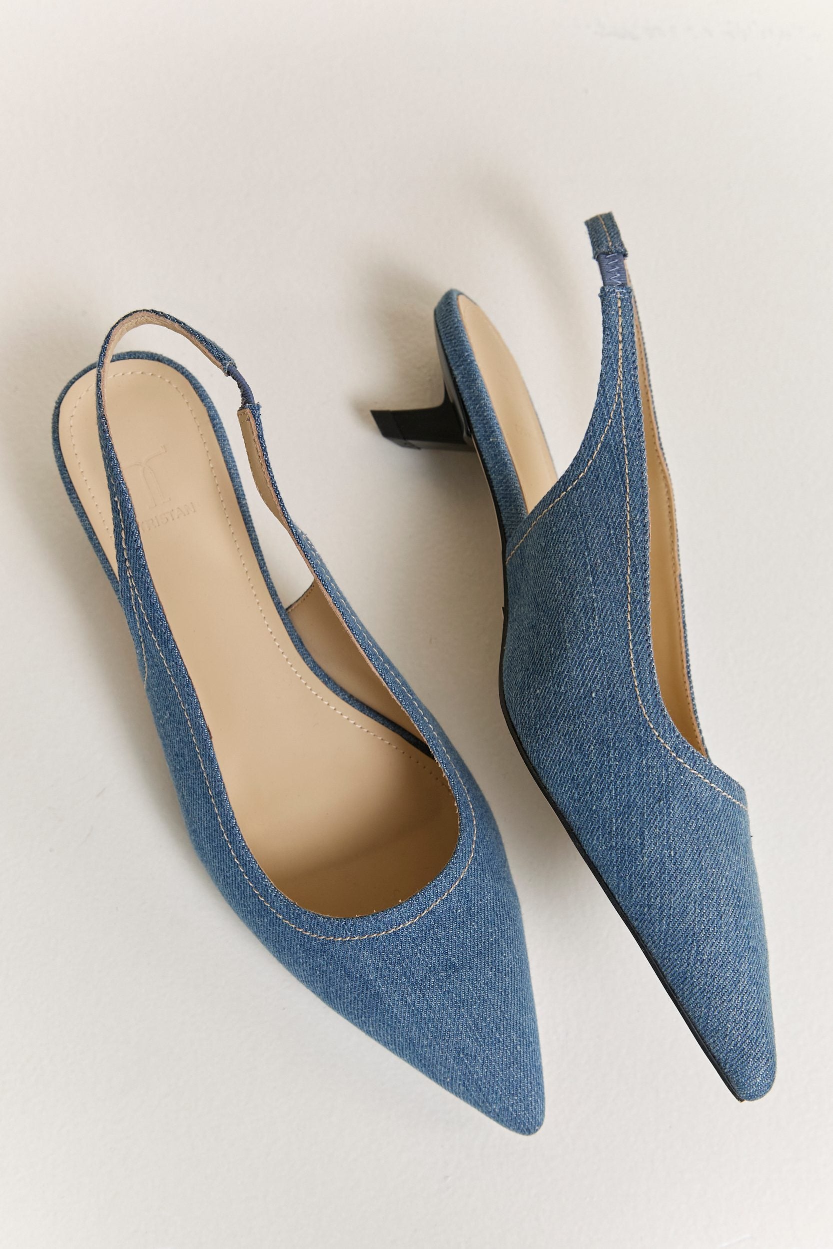 Chaussures à petit talon en denim