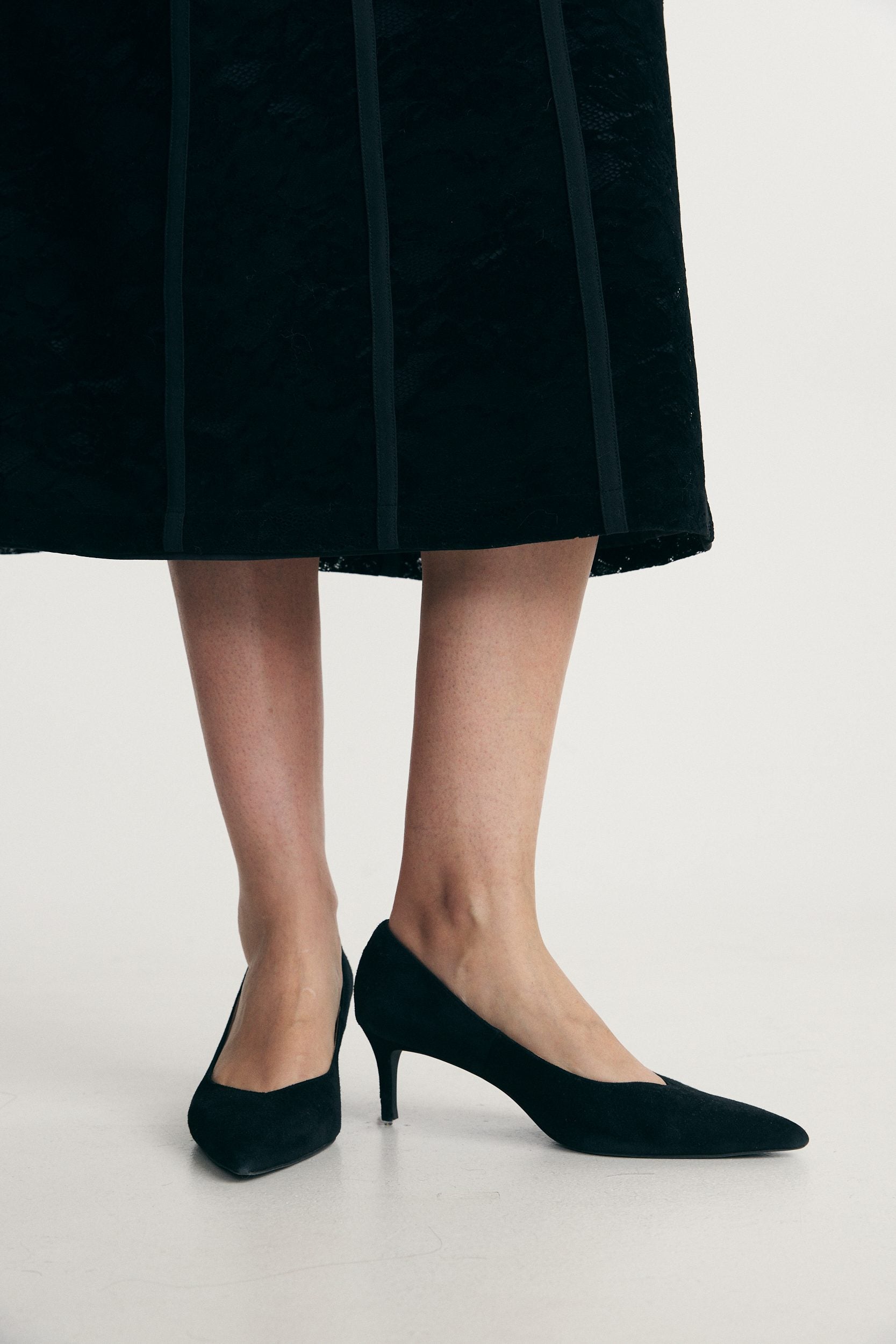 Suede high-heeled shoe