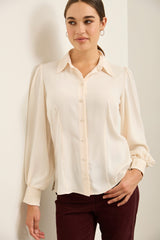 Fitted blouse with puffy sleev