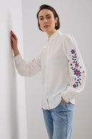 Embroidered puffy sleeve blouse